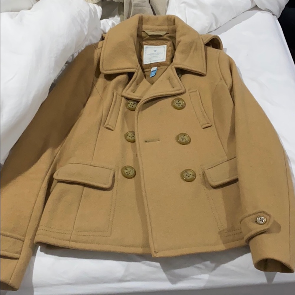 American eagle camel pea coat